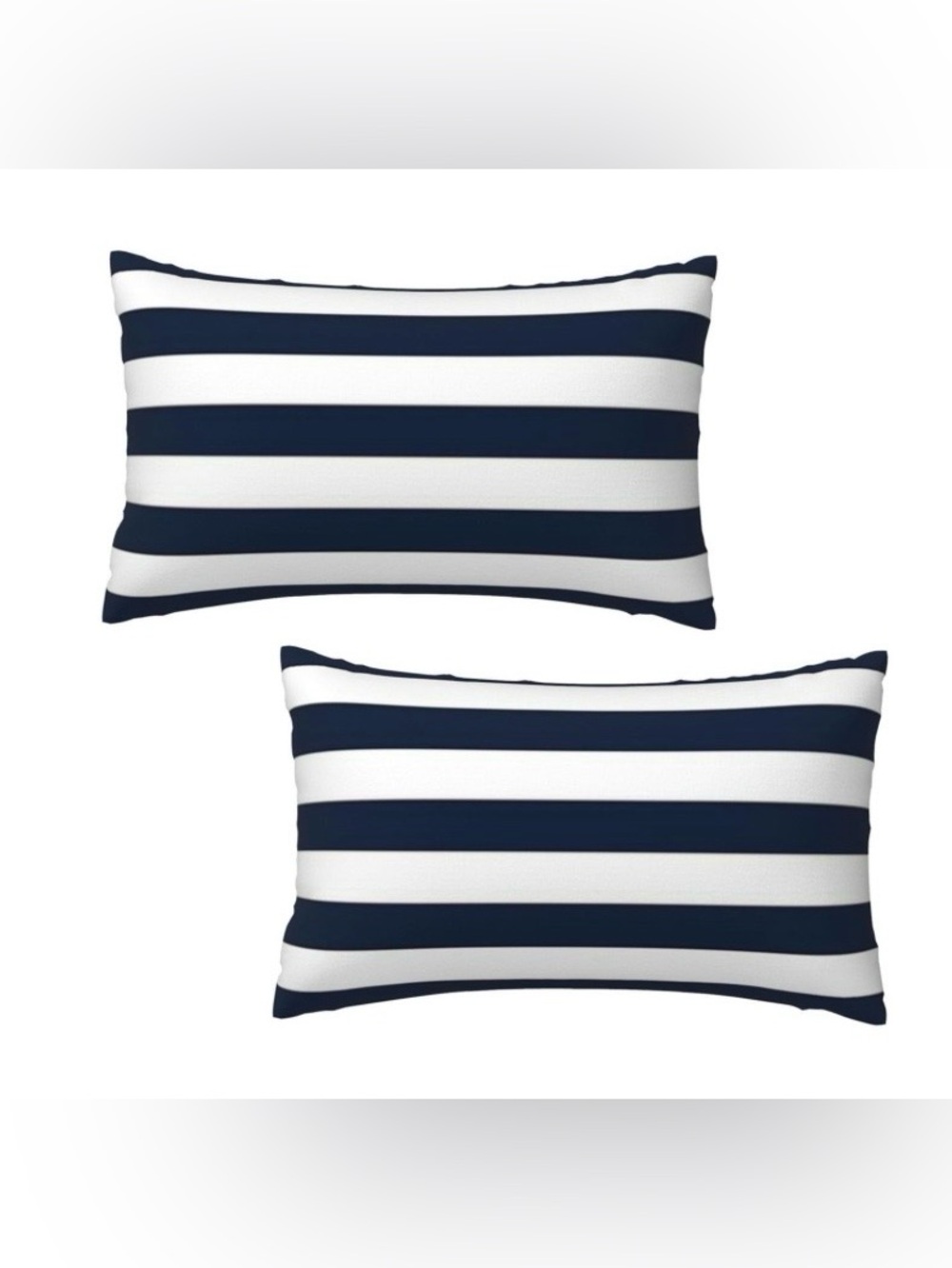 Striped Lumbar Pillow Covers Rectangular 12x20” (2-pack) NAVY BLUE & WHITE